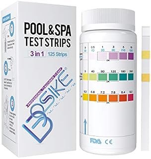 BOSIKE 3 in 1 Water Hot Tub, Swimming Pool & Spa Test Strips Kit - 125 Water Tester Strips for Free Chlorine Alalinity, Brom & pH