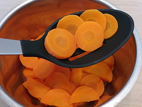 Daily Kitchen Cooking Spoons Set Heat Resistant Silicone And Stainless Steel Metal - Best Serving Spoon With Rubber Grip - Flexible Silicone Spoon For Non Stick Cookware – Spoons For Cooking – 2-Set #TOP5
