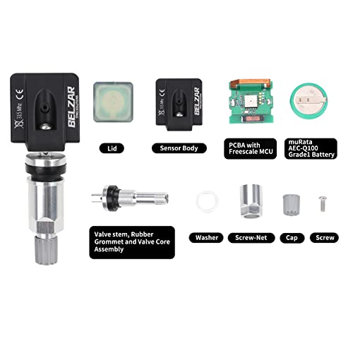 Belzar Tire Pressure Tpms Sensors 56029526Aa 56053030Ac 315Mhz Preprogrammed Replacement Sensor Compatible With Chrysler Dodge Jeep 4 Pack With 4 Metal Tire Valve Caps #TOP1