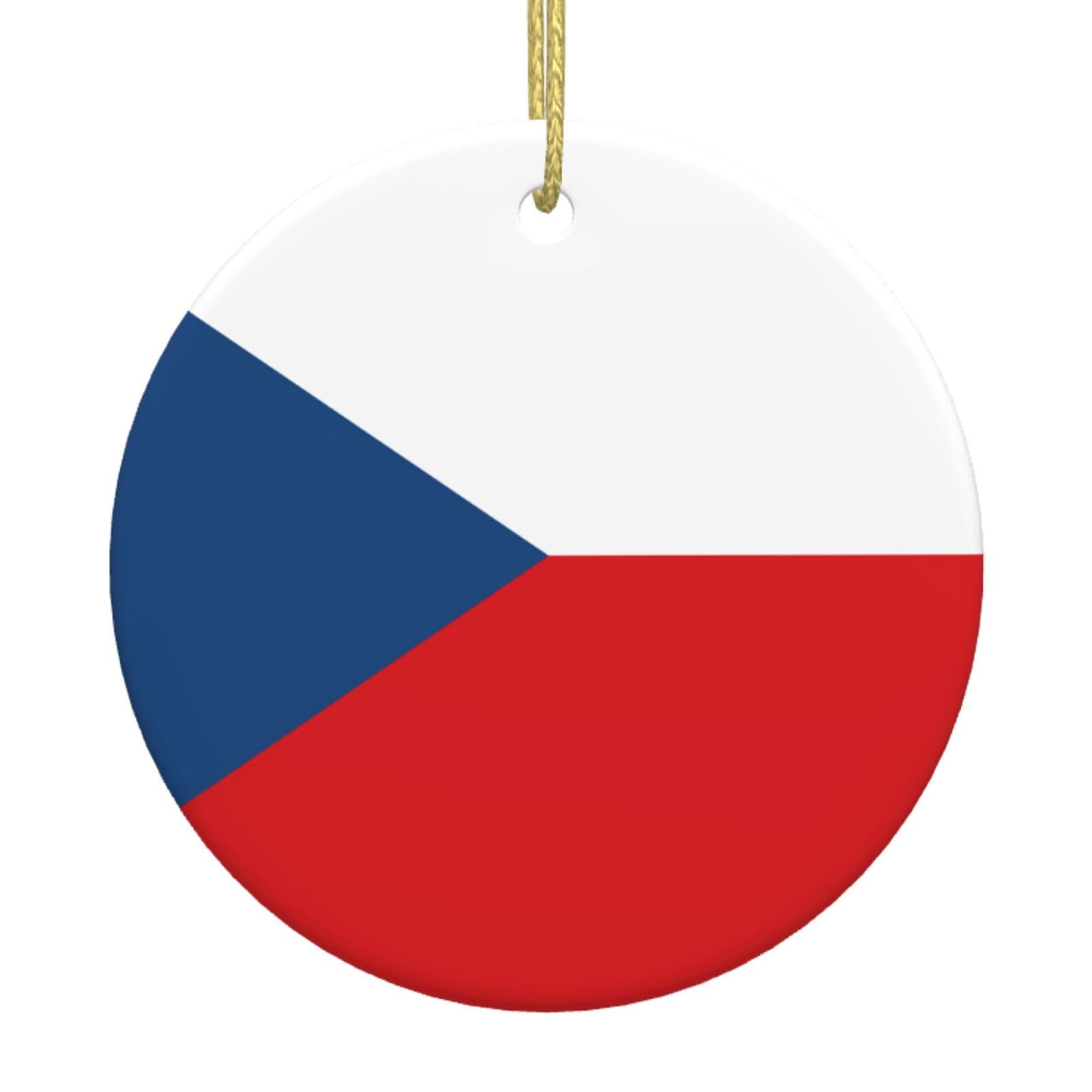 Flag of The Czech Republic Printed Christmas Tree Ceramic Ornaments Holiday Decoration Christmas Unique Pendant for Christmas Party