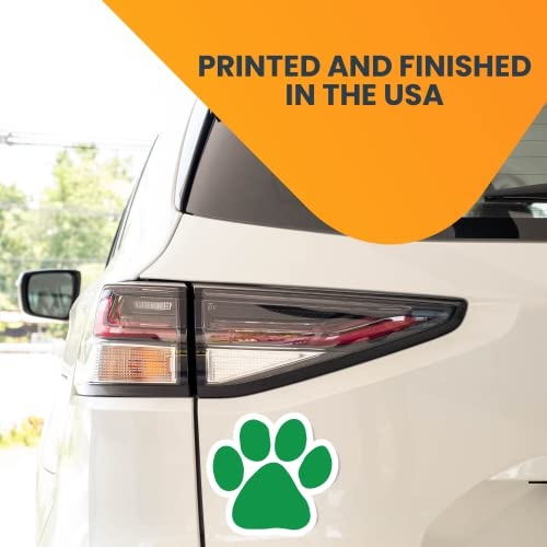 Image of Green Pawprint Car Magnet 5 Inch, Dog Lover Gift | Heavy duty magnetic decal for car, truck, SUV or fridge, full color UV printed