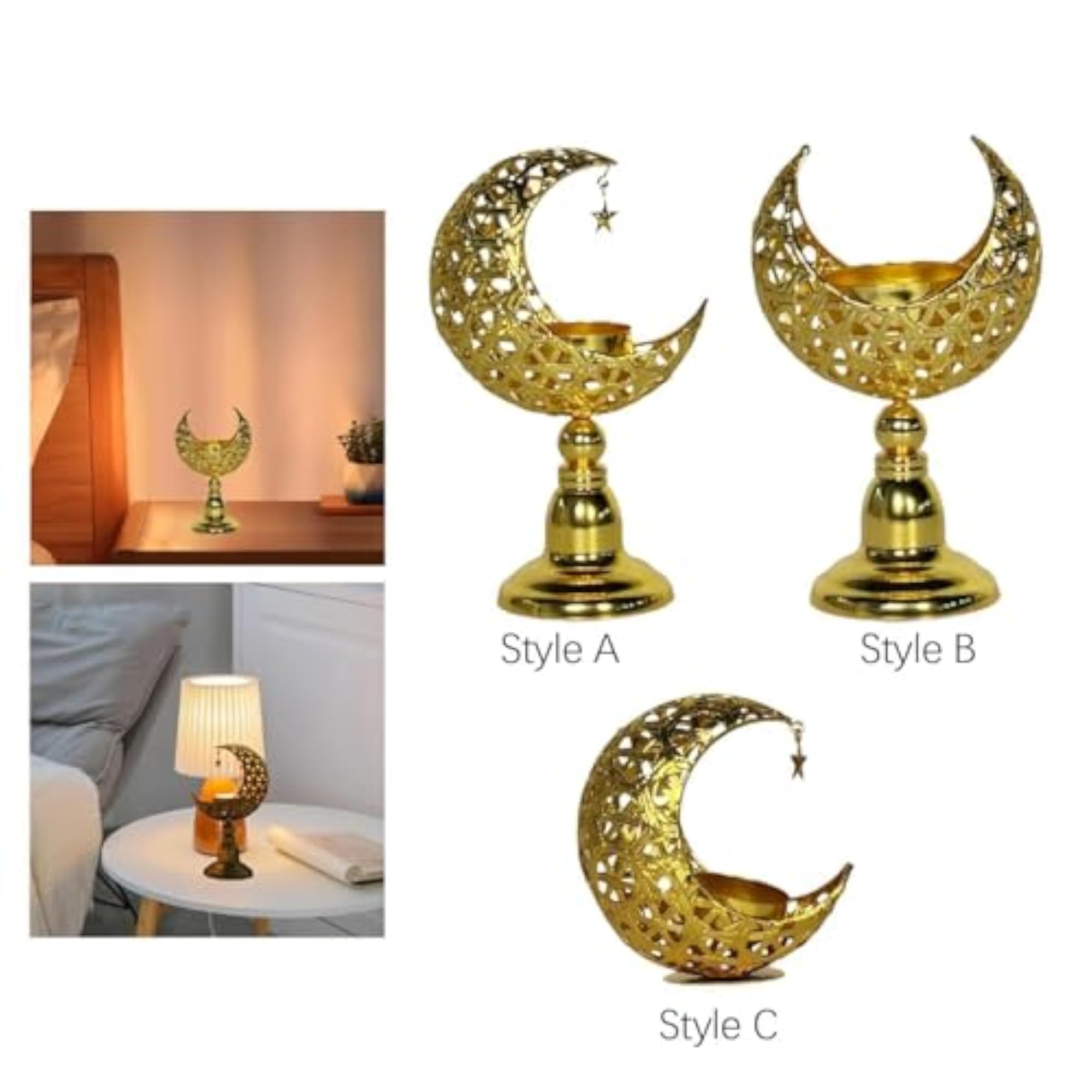 Moon Candle Holder Eid Mubarak Tea Light Holder for Indoor Party