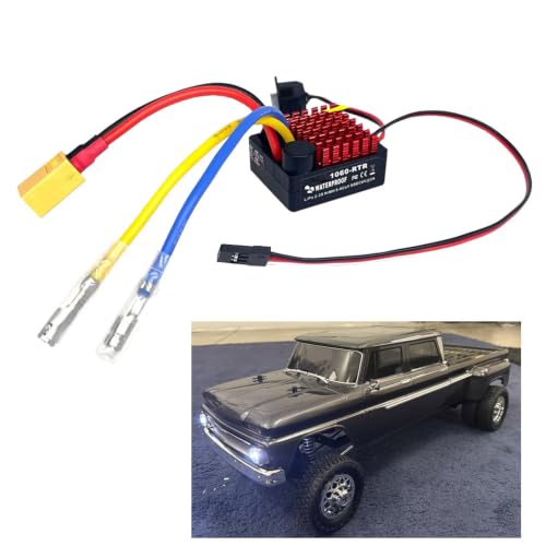 Waterproof 1060 60A Brushed ESC 2-3s Electronic Speed Controller with XT60 Plug for 540/550/380/370 Motors 1/10 Scale RC Crawler Car Boats Tanks Update Replacement