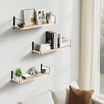 Floating Shelves Set of 3-24 Inch Rustic Wood Wall Shelves for Bedroom, Bathroom, Kitchen - Farmhouse Wall-Mounted Storage Shelves (Wood)