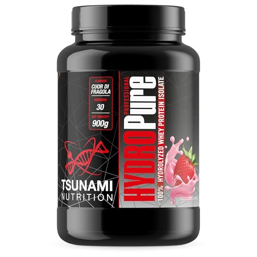 Tsunami Nutrition Hydro Pure Professional, Proteine Idrolizzate Del Siero Del Latte, Senza Glutine, Senza Lattosio, Per La Crescita Muscolare (900G, Cuor Di Fragola)