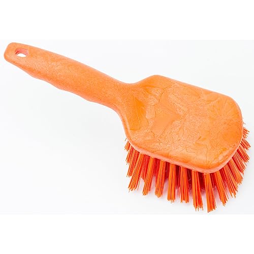 Image of SPARTA 40541EC24 Plastic Scrub Brush, Utility Brush, Kitchen Brush With Hanging Hole For Cleaning, 8 Inches, Orange, (Pack of 6)
