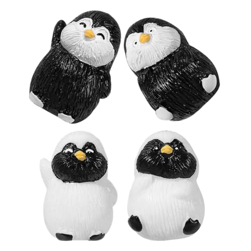 Happyyami Ensemble De 4 Mini Statues De Pingouin en Résine pour Décoration De Jardin Cour Et Maison