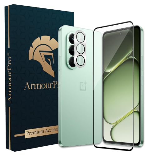 Image of ArmourPro Edge to Edge Tempered Glass for OnePlus Nord CE 6 Lite with Silver Camera Ring Guard, 9H Screen Protector, Anti-Scratch, Anti-Fingerprint, Bubble-Free Installation Kit