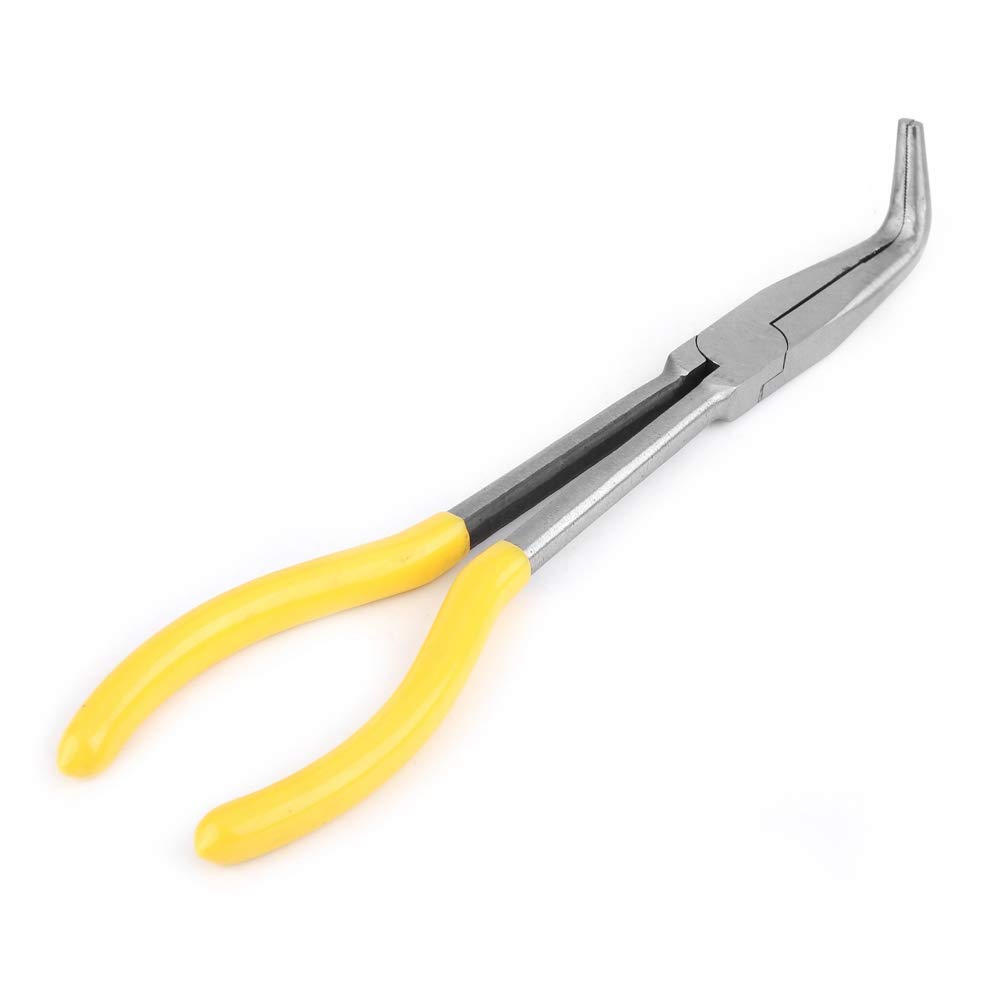 Long Pliers, Steel Bent Nose Pliers, 270mm 3 Nose Types Professional for Maintenance Vehicle Repairing Telecommunication Services(Lengthen 90°)