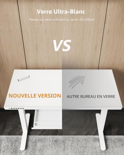 Homall Bureau réglable en hauteur, 140 x 60 cm, bureau avec tiroirs, bureau électrique avec charge USB et type C, bureau debout ergonomique (blanc) – vue 8