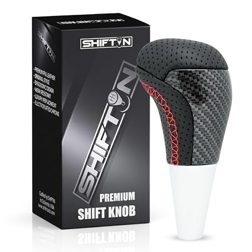 SHIFTIN Gear Shift Knob Black Leather with Red Stitch