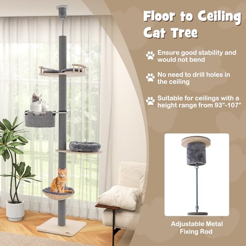 Árbol para Gatos Ajustable PETSITE 5 Niveles 19x19x107 pulg miniatura 4