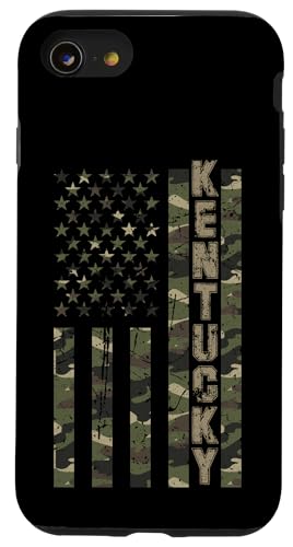 Kentucky United States Distressed Camo w US Flag �X�}�z�P�[�X iPhone SE (2020) / 7 / 8 �p