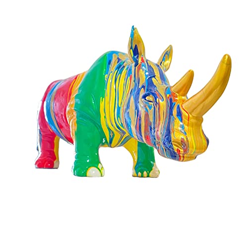 Improvinglife Sculpture Rhinocerus Resin Statue Home Decor Masterpiece Size:56 * 34 * 44Cm #TOP3