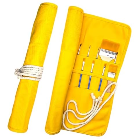 Funny live Paint Brush Holder Art Supplies, Artist Paint Brush & Storage Organizer Roll-Up Case Bag, Protect Acrylic Oil Watercolor Paintbrushes (Yellow 20 Slot Pockets) Cover