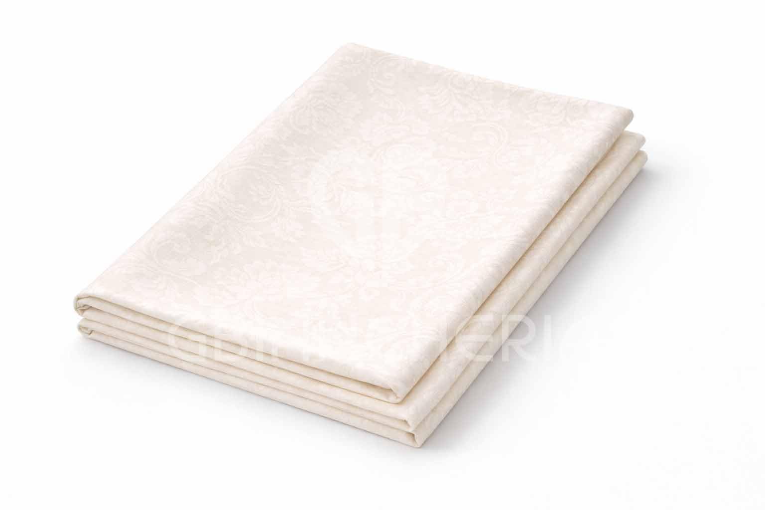 GBiancheria Tovaglia Elegante in Fiandra di Cotone Damascata, Stile Classico AVORIO 100% Made in Italy (Set 6 Tovaglioli 50x50cm)