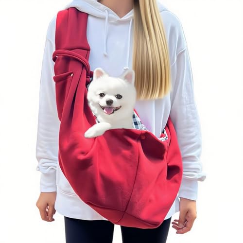 AMONENZ Sacs de Transport Bandoulière, Bourgogne Sacs de Transport pour Chiens avec Capacité de Charge de 7,5 kg, Sac Bandouliere Chien, pour Randonnée et...