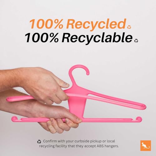 Kangaroo™ Hangeroo™ Kleiderbügel aus 100% recyceltem, hochfestem Material, zum Patent angemeldet, strapazierfähig, recycelt, Kleiderbügel, Hosenbügel, rutschfest, Hangeroo™ (Pinkity)