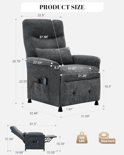 Sillón reclinable eléctrico gris para adultos miniatura 2
