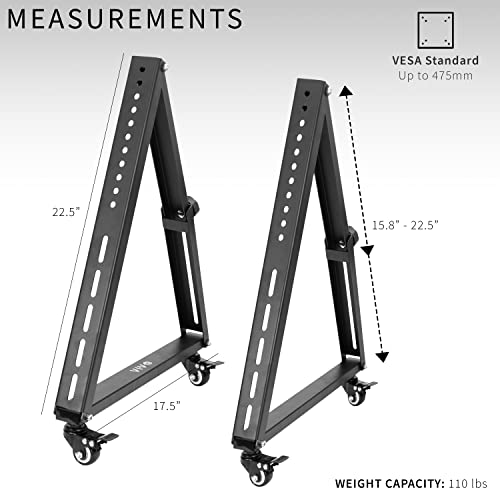 Vivo Low Height Mobile Tv Stand For 32 To 65 Inch Flat Curved Screens, Led Lcd, Adjustable Floor Monitor Cart, Rolling Tv Mount With Wheels, Black, Stand-Tv01L #TOP2
