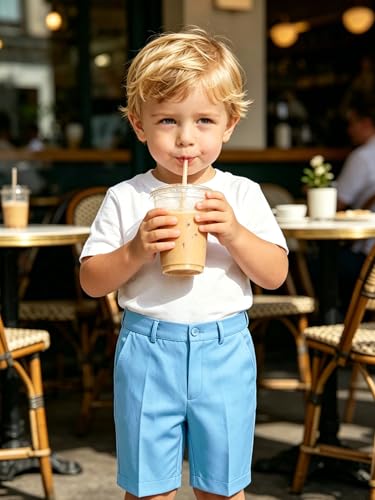 Image of Boy Shorts Kids Stretch School Uniform Clothes Flat Front Dress Casual Shorts with Pockets for Summer