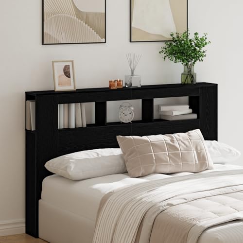 Générique Tête de lit LED Chêne Noir 160x18,5x45 cm Bois d'ingénierie,Meubles,Lits & Accessoires,Têtes et Pieds de lit,Noir,23.75 KG,862213
