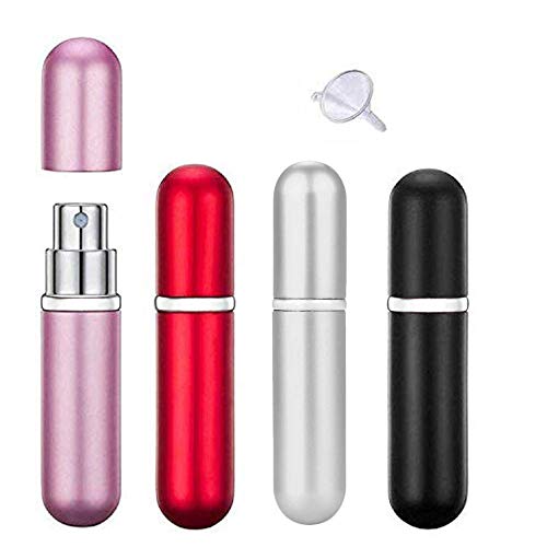 Preisvergleich Produktbild Ealicere Parfümzerstäuber, Nachfüllbar Parfüm Zerstäuber, Aluminium Taschenzerstäuber Sprühflasche, 4 Stück Mini Reisen Portable Leer Parfüm Zerstäuber
