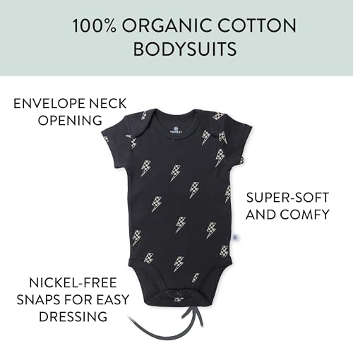 Image of HonestBaby unisex-baby Organic Cotton Short Sleeve Bodysuits Multipack