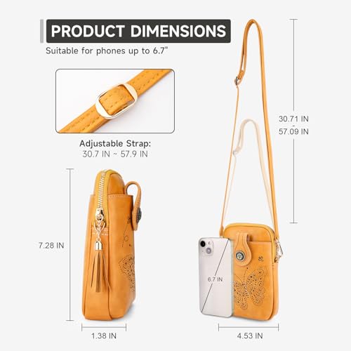 Image of KITEVIUN Small Crossbody Bags for Women, Lightweight Mini Cute Cell Phone Purse for Women with Tassel Shining Butterfly