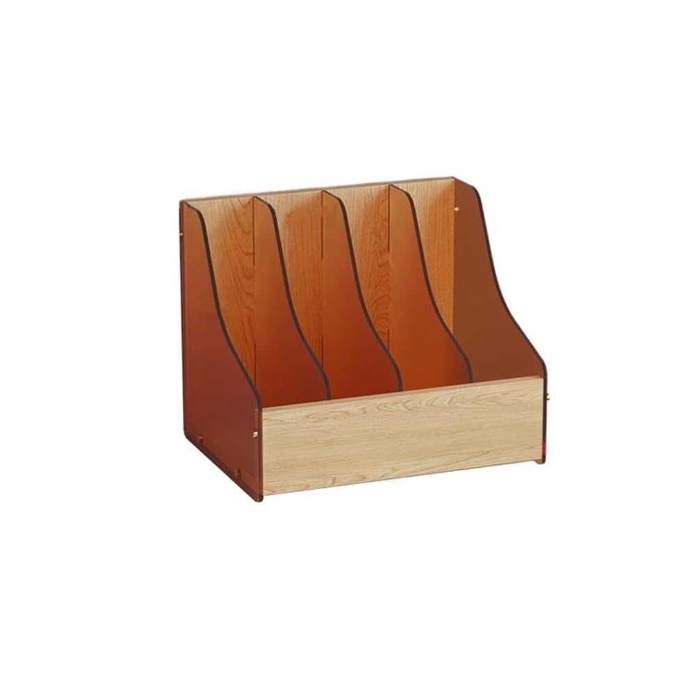 Convenient Acrylic Magazine File Rack Holder, 4 Compartments Filing for Paper Documents(Natural)
