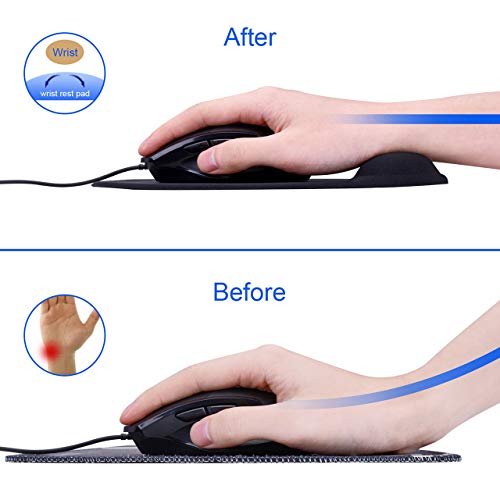 JIKIOU 2 Pack Mouse Pad, Ergonomic Mouse Pad with Gel Wrist Rest Support, Comfortable Wrist Rest Mouse Pad with Non-Slip PU Base for Computer Laptop Home Office Travel, Small Size, 9 x 7.5 inch, Black - Thumbnail 3