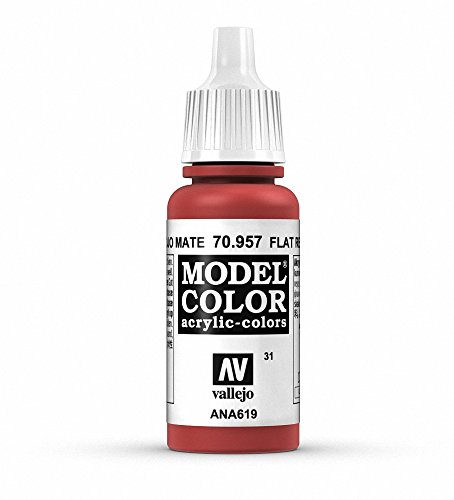 VALLEJO Model Color Pintura Acrílica, Rojo (Flat Red), 17 ml