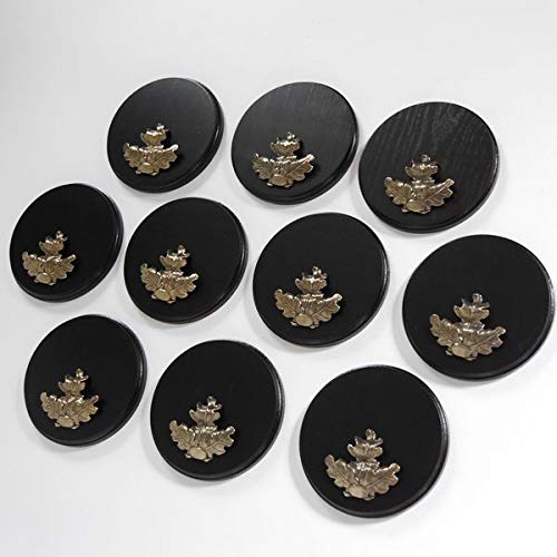GTK - Geweihe & Trophäen KRUMHOLZ 10 Placas de cuña para Armas, Redondas, oscuras, AF 17 cm, con 10 Hojas de Roble Grandes
