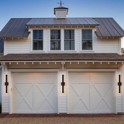 Image of 2-Pack Modern Outdoor Wall Light Exterior Black LED Patio Wall Light Fixture 27.2 inch Exterior Wall Sconce Outdoor Porch Lights for House