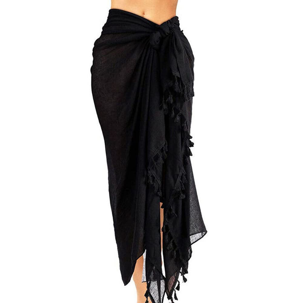 MeeQeeMeeQee Mujeres Pareos De Playa Sarongs Bufanda Mujer Chal Multifuncional con Sexy Borla Traje De Baño Falda Vestido Bikini para Mujeres