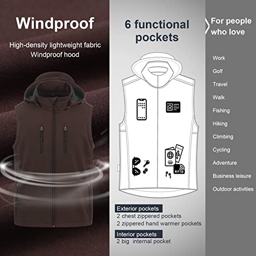 Image of CREATMO US Men's Casual Lightweight Warm Thin Outerwear Vest Windbreaker Sleeveless Jacket With Removable Hood
