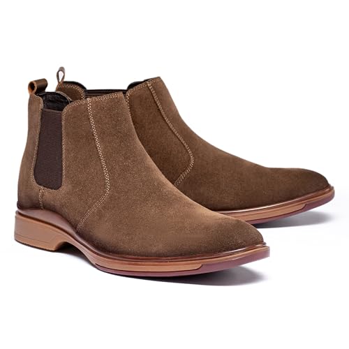 Image of ArcBrothers Men's Chelsea Boots, Relaxed Fit Roomy Toe Box Design, Premium Leather Slip-on Ankle Boots, All-Day Comfort