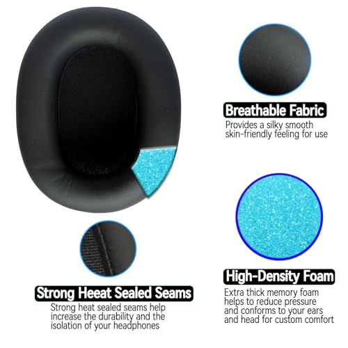 Repuesto de almohadillas para auriculares S-Ony WH-1000XM6, cubiertas de espuma suave y cuero proteico en negro miniatura 5