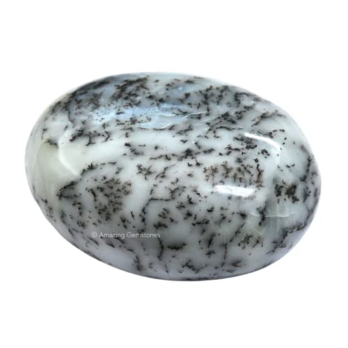 Image of Amazing Gemstone Dendrite Opal Crystals and Healing Stones - Large Palm Stone Crystals Piedra - Crystal for Good Luck, Balanced Positive Energy, Meditation - Unique Stocking Stuffers, Gifts for Women