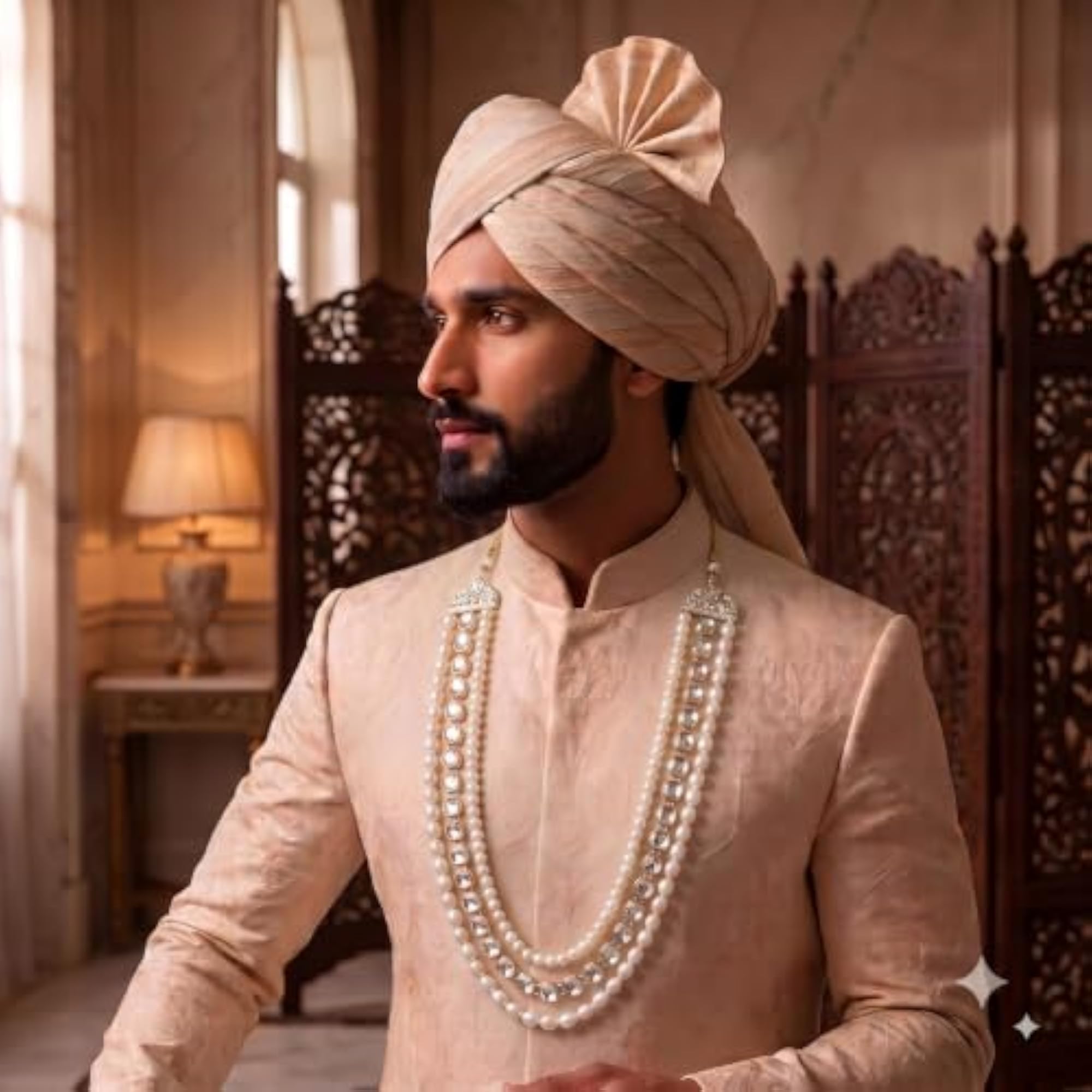 Men's Kundan & Pearl Necklace for Sherwani