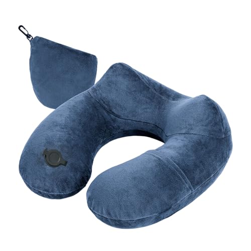 インフレータブルトラベルピロー - 28x28x12cm 飛行機 U 字型睡眠ネックサポート枕、快適な旅行ネックピロー |家庭、電車、アウトドア用の持ち運びに便利な荷物と旅行用品