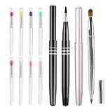 11 Stück Lippenpinsel Set, Enthält 3 Einziehbare Lippenstiftpinsel und 8 Silikon Lippenpinsel mit Kappen, Concealer Pinsels, Lippenkonturenstift, Lipliner Make up Werkzeug für Lipgloss