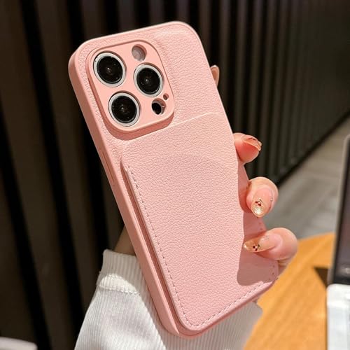 Coque silicone iPhone 14 et cuir de luxe rose pour appareil photo