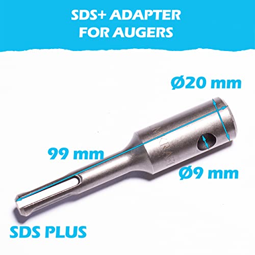 Auger adapter for SDS PLUS (SDS+) hammer drill for post holes, stakes, fencing (adaptor) 5 Auger adapter for SDS PLUS (SDS+) hammer drill for post holes, stakes, fencing (adaptor) - Image 5