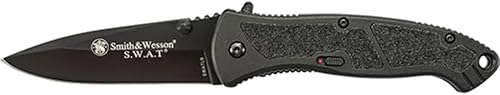 Smith & Wesson S.W.A.T. SWATLB Cuchillo de apertura asistida SS de 8.5 pulgadas con hoja de punto de caída de 3.7 pulgadas y mango de aluminio para