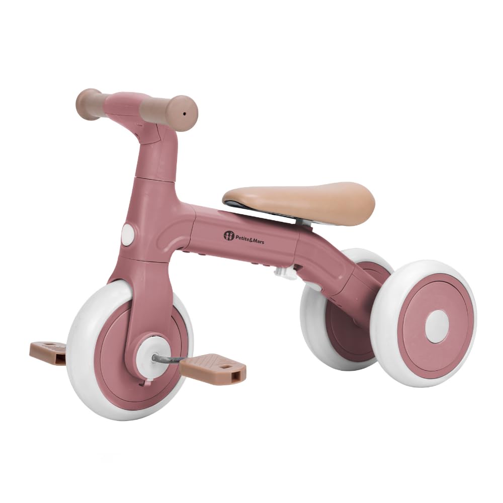 3-in-1 Kinder Laufrad ab 1 Jahr Petite&Mars Bingo – Mit Pedalen, Ultraleicht (2,3 kg), Verstellbar, Fördert Gleichgewicht & Motorik, Erste Fahrrad für Babys 12–36 Monate (Rosa)