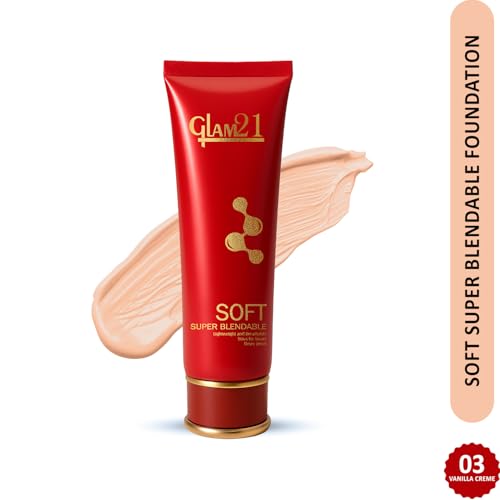 Image of Glam21 Blendable Tube Foundation | Hides Skin Imperfections, Dark Spots, Fine lines | Lightweight | Suitable for All | 6 Shades Match Indian Skin Tones | 70gm|03-Vanilla Creme
