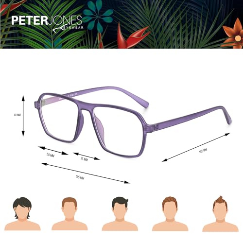 Image of Peter Jones Purple Square Unisex Medium Sleek Optical Frame with Anti Glare Lenses (AG216PL)
