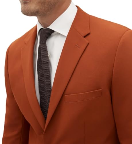 ORBITRAY Men's Burnt Orange Suit 2 Pieces Slim Fit Men Suit Tailored Wedding Suits4