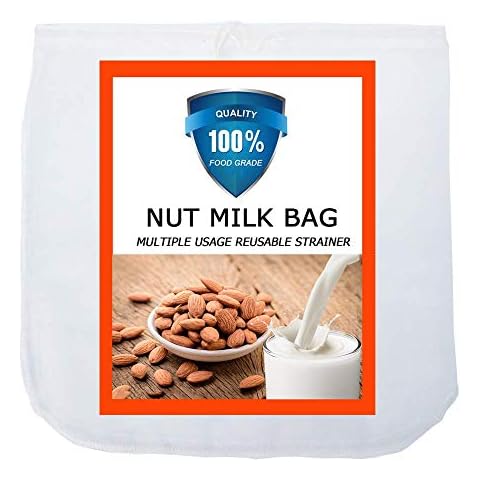 Carrollar Nut Milk Bag, Pro Quality Multiple Usage Reusable Food Strainer, Cold Brew Coffee Bag Cheese Cloth, Ultra Fine Nylon Mesh Food Grade for Milk, Juice, Coffee, Tea, 12"x12" (2 pack) Cover